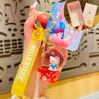 飞达思三丽鸥凯蒂猫漂浮瓶流沙钥匙扣链女生精致可爱书包挂件小饰品