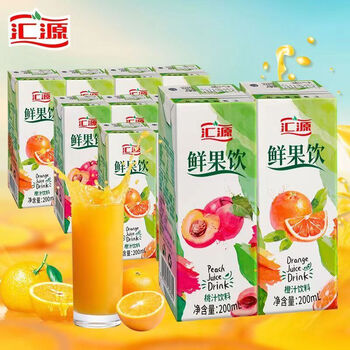 汇源【12盒-22盒】汇源鲜果饮200ml桃汁橙汁芒果蓝莓果汁外卖果汁饮品