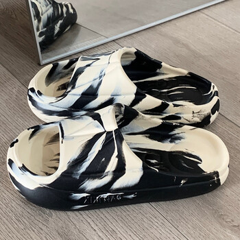 skgoldy情侣个性泼墨撞色凉拖鞋男女夏季外穿ins潮牌厚底防滑拖鞋熊猫