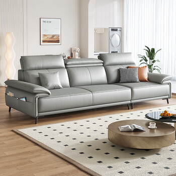 拉芙菲(lff)意式轻奢真皮沙发客厅简约头层牛皮高脚直排沙发8361升3.