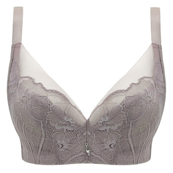 杰奎琳内衣女大胸显小聚拢上托薄杯舒适防下垂侧收副乳性感全罩杯 紫