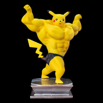 肌肉皮卡丘(中号,高约18cm)精灵球和杠铃