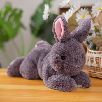 可爱小白兔公仔仿真兔子毛绒玩具灰色兔兔卡通玩偶布娃娃安抚女生床上