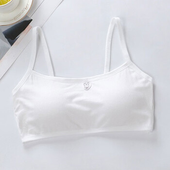 檀典少女内衣学育期初中高中学生无钢圈文胸女孩吊带大童小背心白色