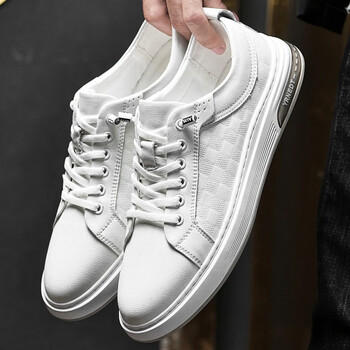 爱步板鞋男鞋新款休闲平板鞋时尚牛皮小白鞋男士百搭透气休闲潮鞋男