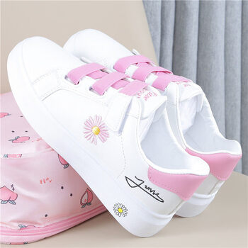 小学生小白鞋女生春款儿童平板鞋女孩鞋子女童春秋季韩版透气百搭运动