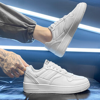 蒂淑兰潮小七小白鞋男鞋2023秋季板鞋男士休闲鞋学生厚底增高鞋子男