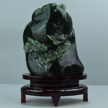 德梵蒂岫玉摆件精品天然岫玉山水摆件辽宁岫岩玉石鲤鱼乔迁14号