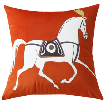 欧式沙发靠枕爱马仕橙沙发抱枕轻奢样板房简欧客厅橙色靠垫腰枕现代大