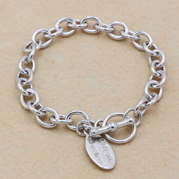 杭吖银饰足银蒂简约粗版手链男实心情侣型潮七夕情人节礼物送男女朋友