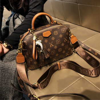 esds香港品牌包包2023新款复古流行女士手提波士顿包真皮单肩斜挎包潮