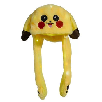 皮卡丘头套帽子会动的耳朵公仔搞怪沙雕酒吧蹦迪毛线针织卡通面罩