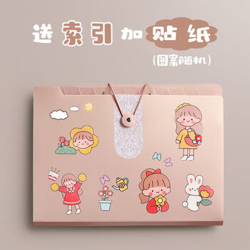 多层文件夹学生用大容量a4文件夹透明可定制试卷收纳袋胭脂粉diy贴纸8