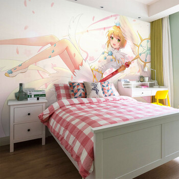 墙纸宿舍动漫卡通墙纸海报美少女小樱主题ktv包厢儿童房宿舍卧室壁纸
