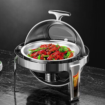 加热自助餐炉加厚不锈钢酒店布菲炉自助餐保温炉早餐台售饭台 圆形6l