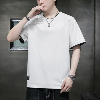 官方旗舰店官网纯棉短袖t恤男夏季潮流宽松靓仔学生休闲半袖t恤白色m
