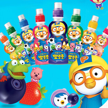 啵乐乐饮料 韩国进口整箱多种口味可选pororo波乐乐儿童果味饮料 葡萄