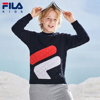 fila斐乐童装男童针织衫秋装立领上衣2021年春秋季款儿童编织衫140