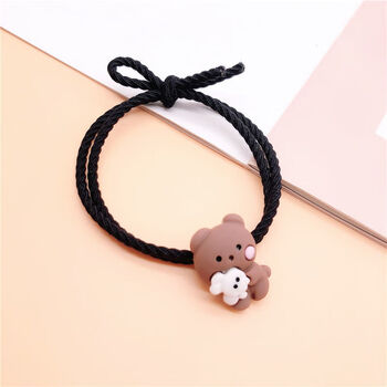 喜莱缘韩国卡通小熊发夹发圈可爱ins发饰少女心扎头发发绳头绳发卡黑
