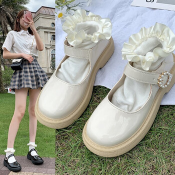 乔僖枫自然卷文艺女鞋自然卷文艺女鞋夏季新款jk圆头平跟法式娃娃鞋