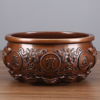 铜缸聚宝盆紫铜摆件门海铜碗铜盆办公室工艺品公司开业乔迁新居礼品