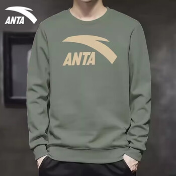 安踏(anta)运动卫衣男2023秋冬季纯色长袖休闲圆领打底衫男士户外健身