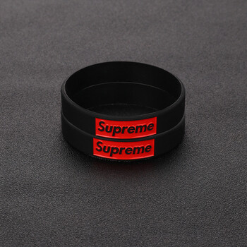潮牌运动情侣硅胶supreme手环个性学生夜光篮球橡胶男女腕带 黑色2条