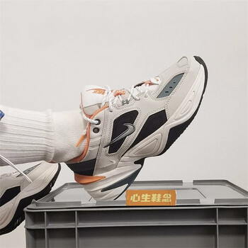 耐克(nike)m2k tekno男子宇航员烟灰走线纯白复古潮流运动休闲鞋老爹