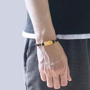 知寻珠宝【荣华】999足金黄金貔貅手链男士韩版潮个性编织手绳足金