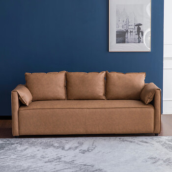 科技布艺沙发客厅小户型沙发简约现代办公室卧室双人三人沙发 超纤皮