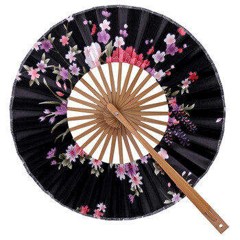 扇子折扇女圆形风车扇360旋转团扇随身折叠扇日式和风樱花舞蹈扇黑碎花 图片价格品牌报价 京东