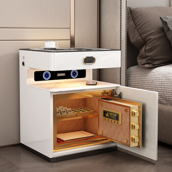 小米阳光床头柜智能床头柜隐藏式密码指纹锁蓝牙音箱双无线充 白加黑