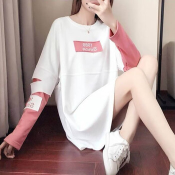 糖衣兔女生长款t恤女遮臀长袖女生秋衣打底衫春秋夏季女装ins超火宽松