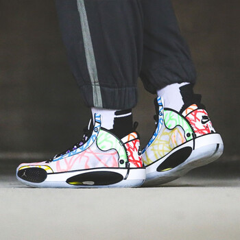 耐克nikeairjordan34aj34蜡笔涂鸦咖啡棕日食动物园全明星黑男鞋实战