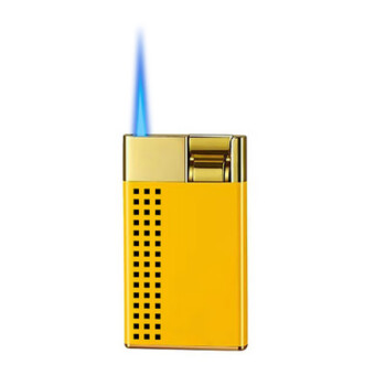 茄龙（CIGARLOONG）停产+小林雪茄打火机轻薄创意金属直冲蓝焰防风充气按压打火机 黄色