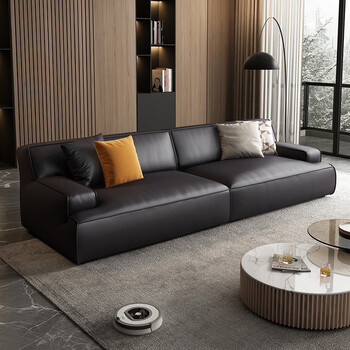 兰尼森意式轻奢真皮沙发网红款大马士革沙发直排沙发简约现代皮艺沙发