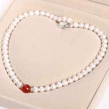 か巧俪tu母亲项链珠项链妈妈款淡水珍珠锁骨链时尚款母亲节礼物长辈