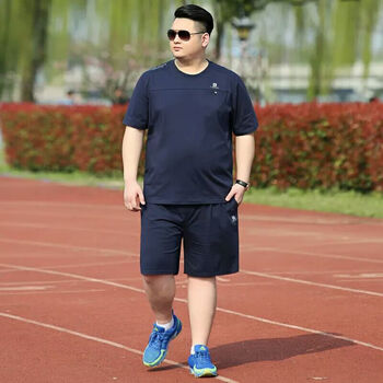 汀慕梵老年人衣服爷爷款短袖运动套装男加肥加大码中青年胖子宽松休闲