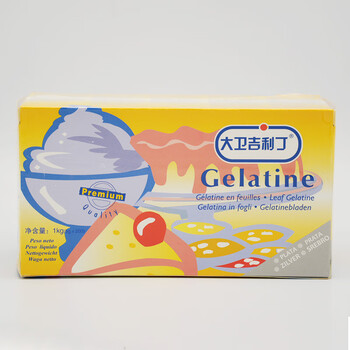 大卫吉利丁片原装带膜鱼胶片1kg盒明胶凝胶片200片400片可选大卫吉利