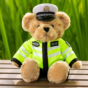 迪士尼disney消防小熊酷酷墨镜警察小熊交警泰迪熊网红毛绒玩具交通