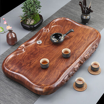 赏昕黑檀木茶盘家用整块实木茶海茶台大小号长方形原木花梨茶托盘简约