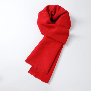 女围巾羊毛定制logo刺绣年会同学聚会男大红 红色_羊毛红【图片 价格