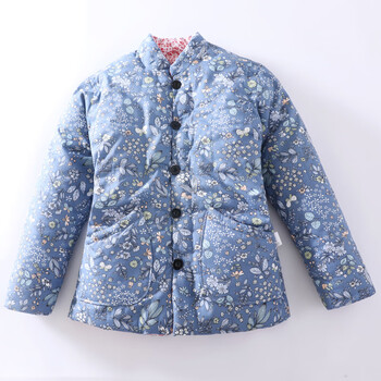 棉花袄妈妈穿手工棉袄女士老年人加厚棉衣洋气保暖内穿冬季蓝色碎花xl