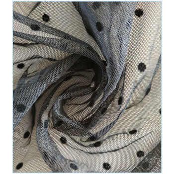 莎倪高档黑色加密圆点柔软网纱布料网眼纱夏服装辅料裙料蚊帐防蚊面料