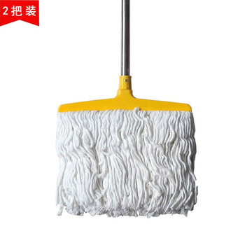絮实 纯棉地拖不锈钢杆棉纱线拖布工厂商用瓷砖地板拖水地拖40cm宽2把装