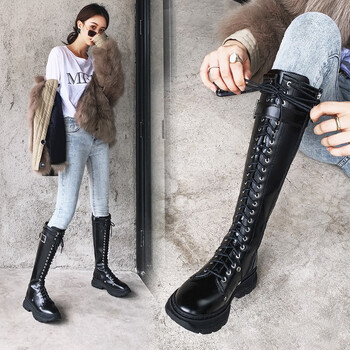 【特价捡漏】 大幂幂同款皮靴长筒马丁靴女靴子2022秋冬加绒长靴高筒