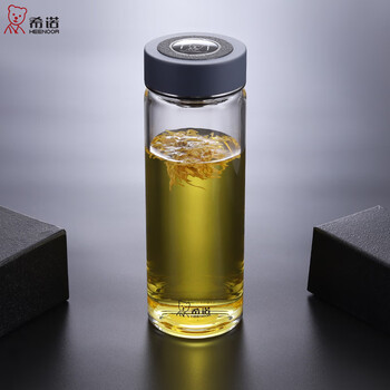 希诺(heenoor)玻璃杯单层加厚大容量便携泡茶杯男士简约商务水杯子