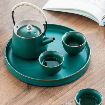 摩登主妇复古小茶壶陶瓷泡茶壶家用创意茶具茶杯茶盘套装单人送礼礼盒松绿石茶壶礼盒装