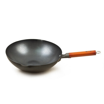 张小泉32cm锤纹精铁炒锅厨房家用不粘无涂层铁锅c31430100炒锅不含