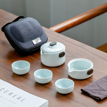 羊脂玉瓷快客杯德化白瓷简约日式防烫陶瓷便携式茶具旅行套装一壶二三